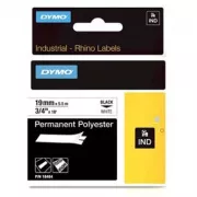 Dymo original Etikettendruckerband, Dymo, 18484, schwarzer Druck/weißes Trägermaterial, 5,5 m, 19 mm, RHINO permanentes Polyester D1