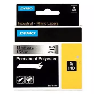 Dymo Original-Etikettendruckerband, Dymo, 18486, schwarzer Druck/Metallic-Träger, 5,5 m, 12 mm, RHINO permanentes Polyester D Dymo Original-Etikettendruckerband, Dymo, 18486, schwarzer Druck/Metallic-Träger, 5,5 m, 12 mm, RHINO permanentes Polyester D