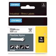Dymo original Etikettendruckerband, Dymo, 18488, schwarzer Druck/weißes Trägermaterial, 3,5m, 12mm, RHINO Nylon flexibel