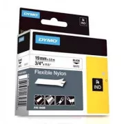 Dymo Original-Etikettendruckerband, Dymo, 18489, schwarzer Druck/weißes Trägermaterial, 3,5m, 19mm, RHINO-Nylon flexibel