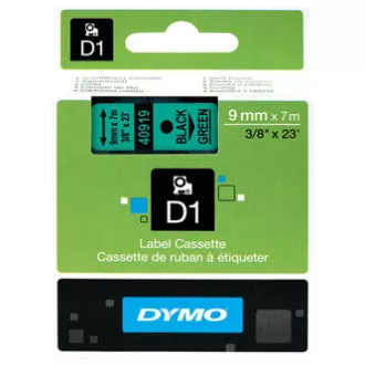 Dymo original Etikettendrucker Farbband, Dymo, 40919, S0720740, schwarzer Druck/grünes Trägermaterial, 7m, 9mm, D1