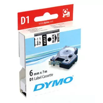 Dymo Original Farbband für Etikettendrucker, Dymo, 43613, S0720780, schwarzer Druck/weißes Trägermaterial, 7m, 6mm, D1