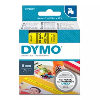 Dymo Original-Farbband für Etikettendrucker, Dymo, 43618, S0720790, schwarzer Druck/gelbes Trägermaterial, 7m, 6mm, D1 Dymo Original-Farbband für Etikettendrucker, Dymo, 43618, S0720790, schwarzer Druck/gelbes Trägermaterial, 7m, 6mm, D1