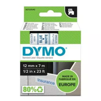 Dymo Original Farbband für Etikettendrucker, Dymo, 45014, S0720540, blauer Druck/weißes Trägermaterial, 7m, 12mm, D1