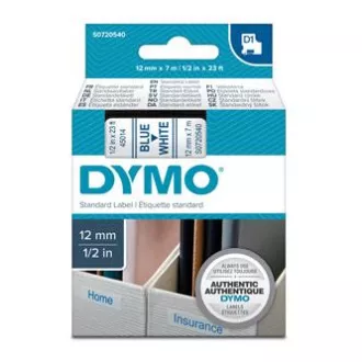 Dymo Original Farbband für Etikettendrucker, Dymo, 45014, S0720540, blauer Druck/weißes Trägermaterial, 7m, 12mm, D1