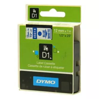 Dymo Original Farbband für Etikettendrucker, Dymo, 45014, S0720540, blauer Druck/weißes Trägermaterial, 7m, 12mm, D1