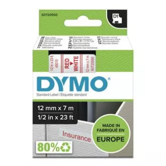 Dymo original Etikettendrucker Farbband, Dymo, 45015, S0720550, roter Druck/weißes Trägermaterial, 7m, 12mm, D1