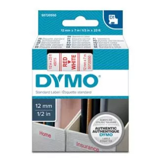 Dymo original Etikettendrucker Farbband, Dymo, 45015, S0720550, roter Druck/weißes Trägermaterial, 7m, 12mm, D1