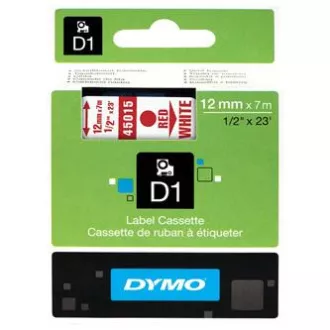 Dymo original Etikettendrucker Farbband, Dymo, 45015, S0720550, roter Druck/weißes Trägermaterial, 7m, 12mm, D1