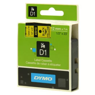 Dymo Original-Farbband für Etikettendrucker, Dymo, 45018, S0720580, schwarzer Druck/gelbes Trägermaterial, 7m, 12mm, D1