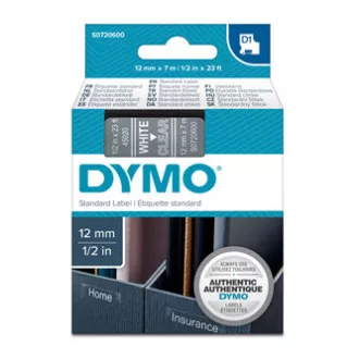 Dymo Original-Farbband für Etikettendrucker, Dymo, 45020, S0720600, weißer Druck/transparentes Trägermaterial, 7m, 12mm, D1