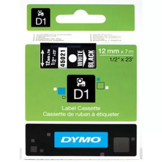 Dymo Original Farbband für Etikettendrucker, Dymo, 45021, S0720610, weißer Druck/schwarzes Trägermaterial, 7m, 12mm, D1