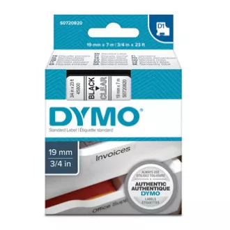 Dymo Original Farbband für Etikettendrucker, Dymo, 45800, S0720820, schwarzer Druck/transparentes Trägermaterial, 7m, 19mm, D1