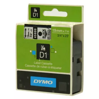 Dymo Original Farbband für Etikettendrucker, Dymo, 45800, S0720820, schwarzer Druck/transparentes Trägermaterial, 7m, 19mm, D1