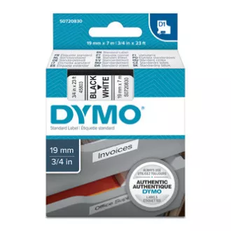 Dymo Original Farbband für Etikettendrucker, Dymo, 45803, S0720830, schwarzer Druck/weißes Trägermaterial, 7m, 19mm, D1