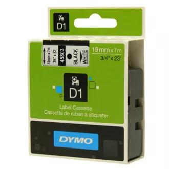 Dymo Original Farbband für Etikettendrucker, Dymo, 45803, S0720830, schwarzer Druck/weißes Trägermaterial, 7m, 19mm, D1