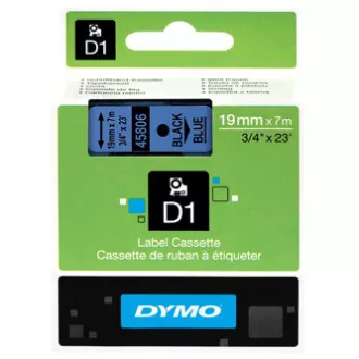 Dymo Original Farbband für Etikettendrucker, Dymo, 45806, S0720860, schwarzer Druck/blaues Trägermaterial, 7m, 19mm, D1