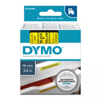 Dymo Original-Farbband für Etikettendrucker, Dymo, 45808, S0720880, schwarzer Druck/gelbes Trägermaterial, 7m, 19mm, D1