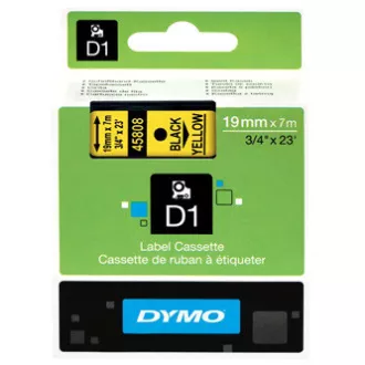 Dymo Original-Farbband für Etikettendrucker, Dymo, 45808, S0720880, schwarzer Druck/gelbes Trägermaterial, 7m, 19mm, D1