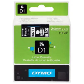 Dymo Original Farbband für Etikettendrucker, Dymo, 53721, S0721010, weißer Druck/schwarzes Trägermaterial, 7m, 24mm, D1 Dymo Original Farbband für Etikettendrucker, Dymo, 53721, S0721010, weißer Druck/schwarzes Trägermaterial, 7m, 24mm, D1