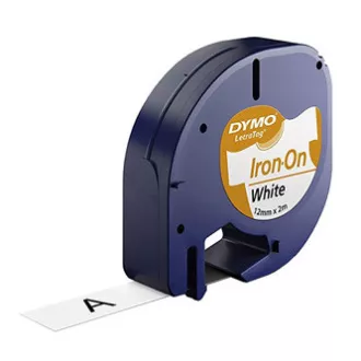 Dymo original Etikettendruckerband, Dymo, S0718850, schwarzer Druck/weißes Trägermaterial, 2m, 12mm, LetraTag Aufbügelband