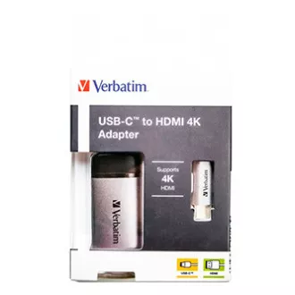 USB (3.1) Hub 1-Port, 49143, grau, Kabellänge 10cm, Verbatim, 1x HDMI