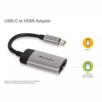 USB (3.1) Hub 1-Port, 49143, grau, Kabellänge 10cm, Verbatim, 1x HDMI