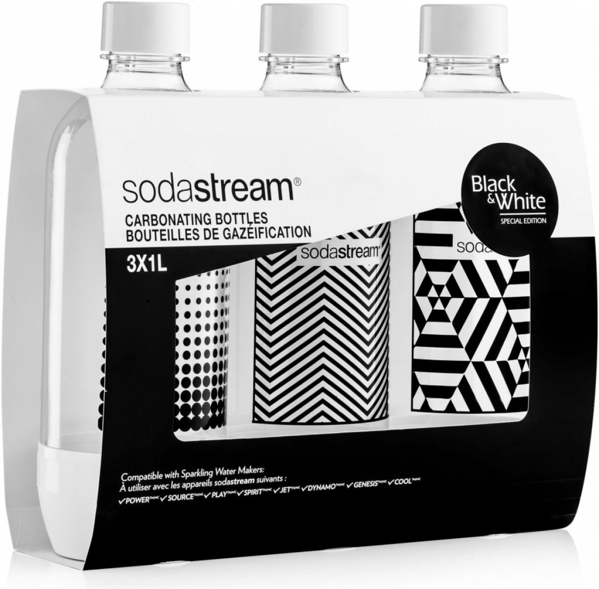 Flasche TriPack 1l Schwarz-Weiß SODASTREAM
